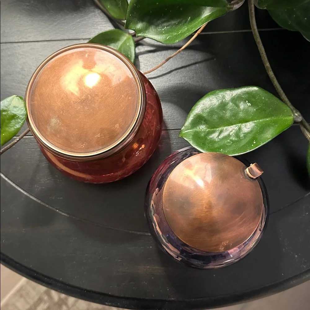 Antique/Vintage Cut Glass Jars with Copper Lids - Picture 4 of 8